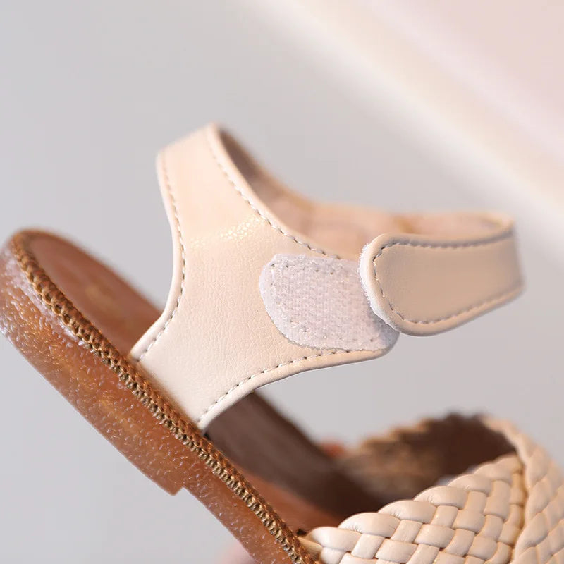 Baby Gladiator Beach Sandals Flat Casual Breathable Weave Roman Shoes Summer Kids Shoes 2026 Beach Children Sandals Girls F02121