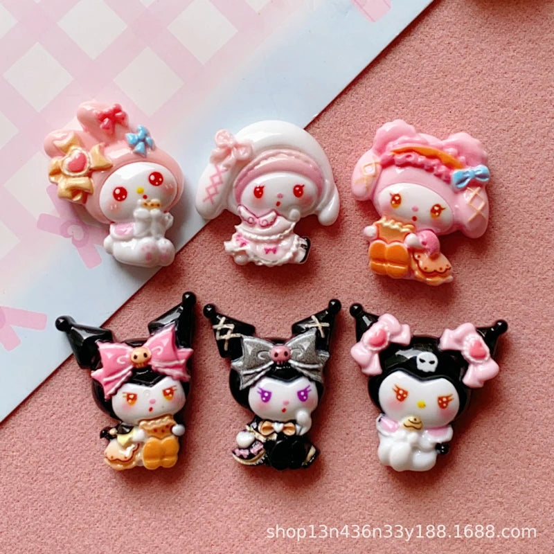 10 Pcs New Kawaii  Cartoon bow Anime Characters Resin Scrapbook Diy Jewelry Children Gift Hairpin Accessories A7