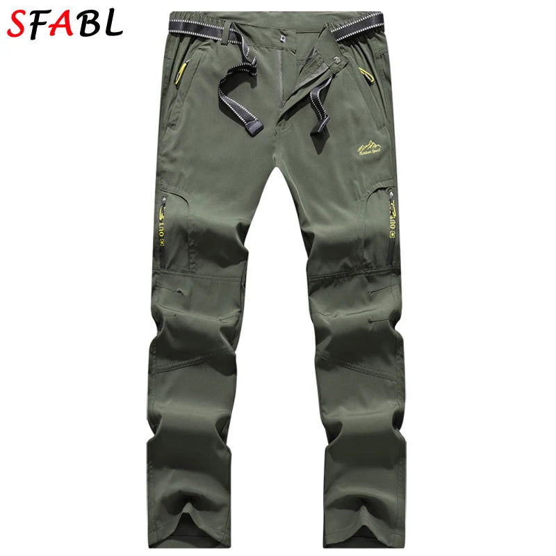 Summer Outdoor Sports Pants Men Women Hiking Camping Trousers Quick Dry Stretch Tactical Pants Lightweight Trekking Pants XL-5XL