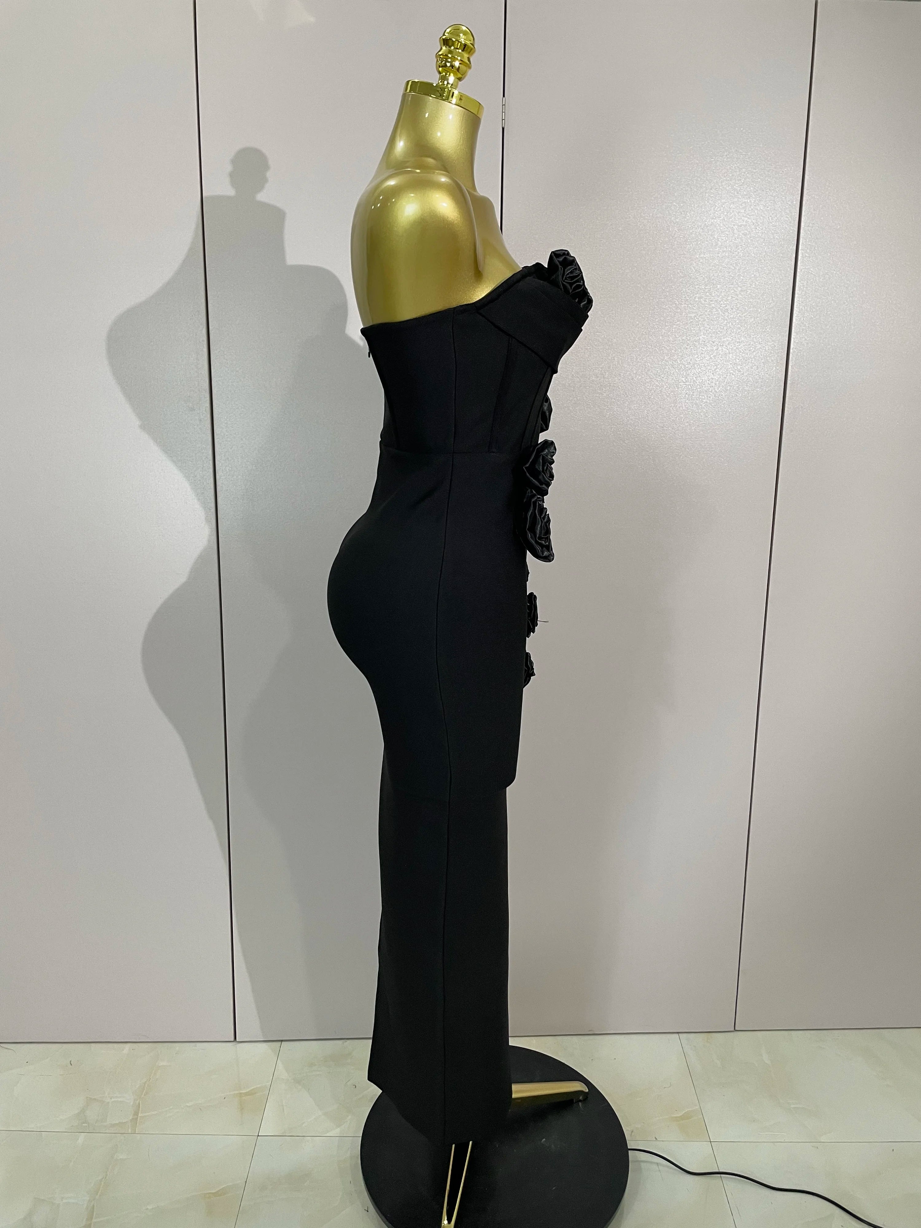 Sexy Fashion White Elegant Strapless Flower Bodycon Long Dress Women Casual Streetwear Club Birthday Party Slim Elegangt Dresses
