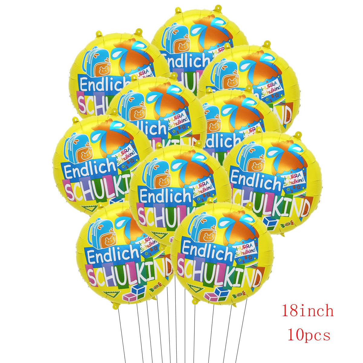 10pcs German Letter Schulkind Back to School Balloons Set Ice Cream Hurra Schulkind Black To School Decorations
