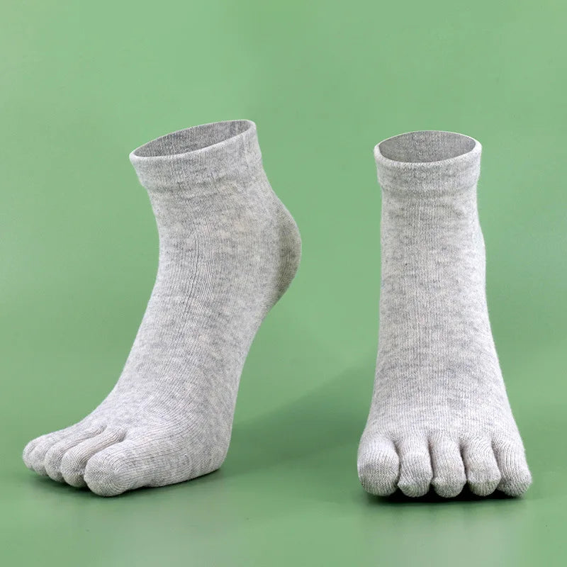 Toe Socks Men cotton Five Fingers Socks Breathable Short Ankle Crew Socks Sports Running Solid Color Black White Grey Male Sox