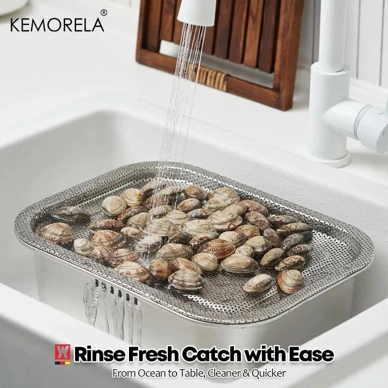 10L Portable Stainless Steel Washing-up Bowl Large Multipurpose Dish Tub Vegetable Washing Basin Kitchen Sink Organizer