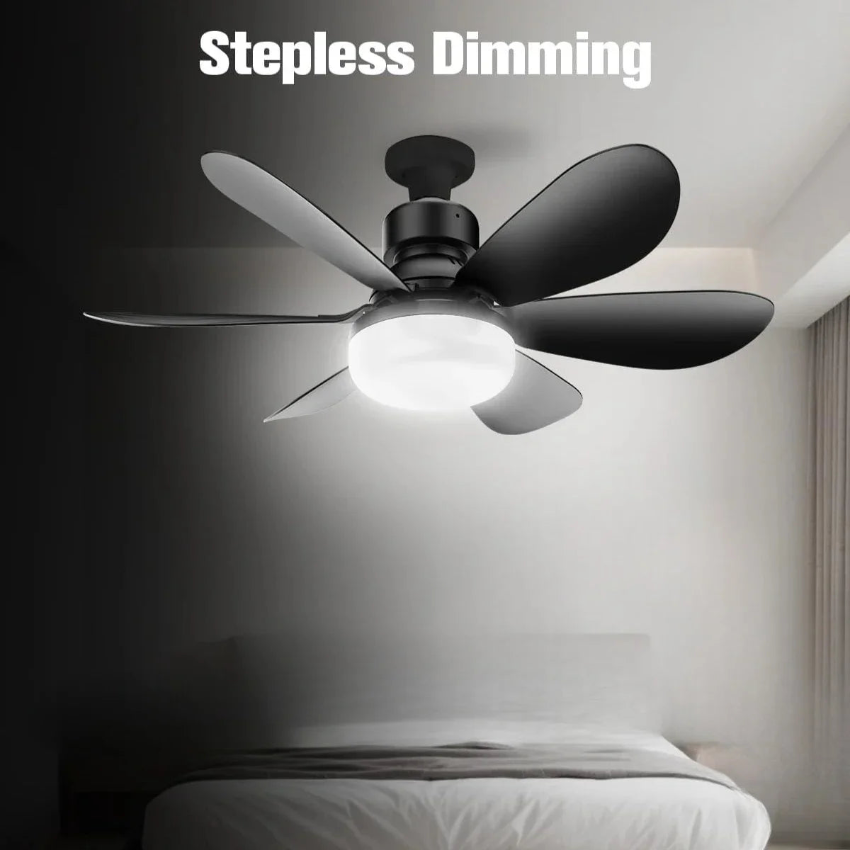 LED Ceiling Fan Light E27 with Remote Control for Dimming, Suitable for Living Room, Study, Household Use, 85-265V