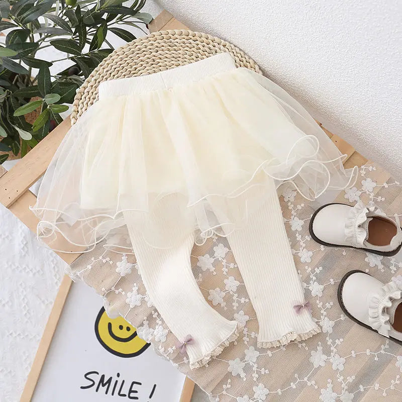 Girls Skirt-leggings Spring Autumn Mesh Skirt Pants for Kids Warm Winter Lace Children Leggings Toddler Trousers Baby Tights