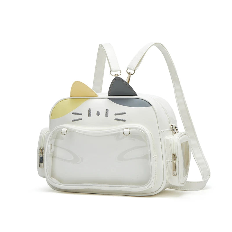 Fashion College Style Female Small Ita Bag Cat Backpacks for Women Leather Casual Lolita Jk Harajuku Shoulder Bag