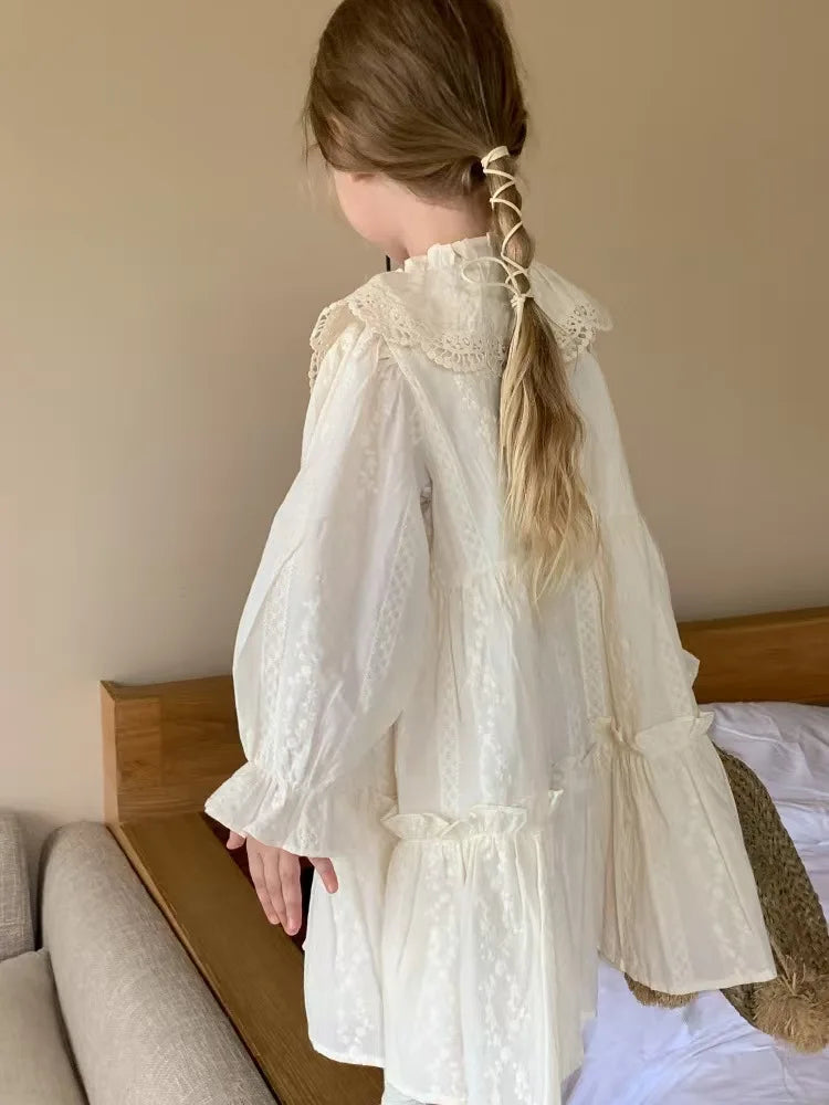 Spring Autumn New Kids Baby Dress Girls Lace Sweet Embroidery Princess Dress Kids Baby Girls Dress Cotton Children Clothes Dress