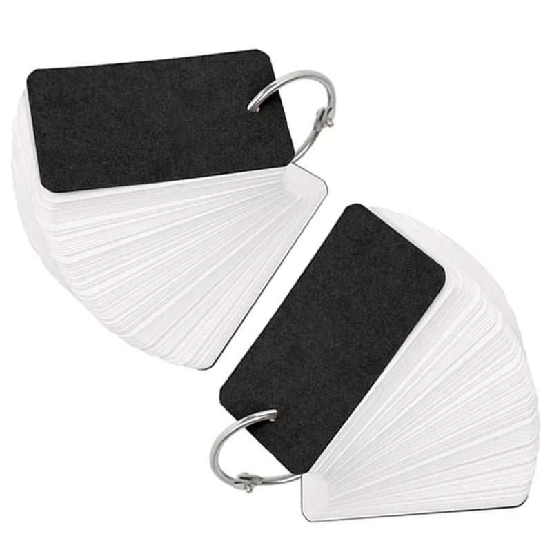 400-100Sheets Flash Cards Portable Index Cards with Ring Study Note Memo Pad Kraft Paper Notecards for Studying School Supplies