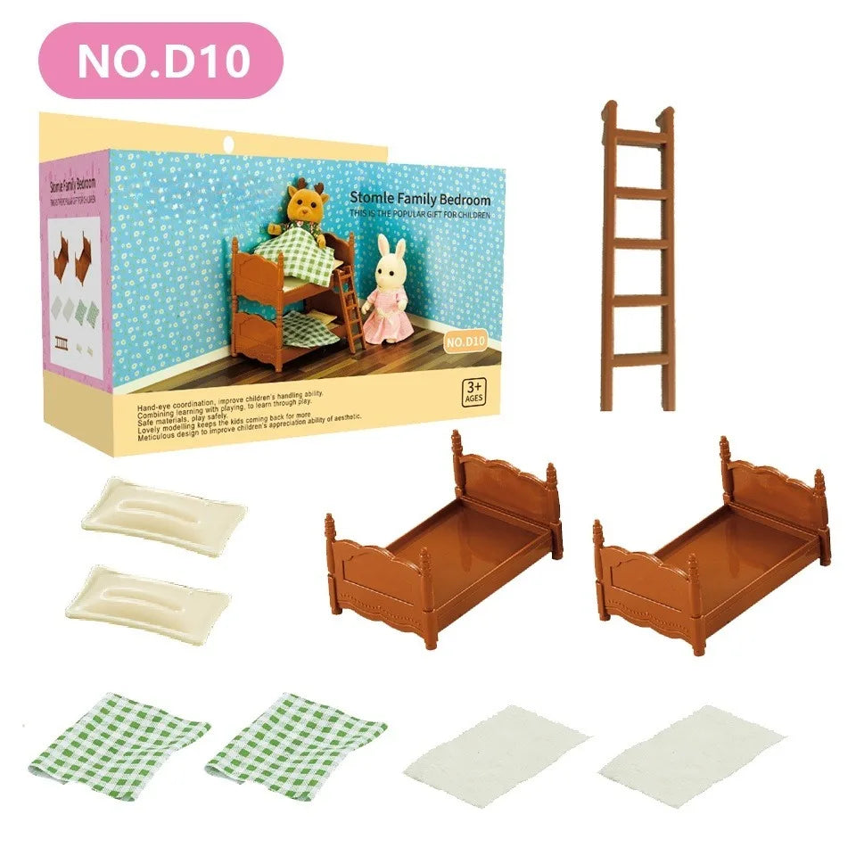 Dollhouse Furniture Set Doll house Bathroom/Kitchen/Fridge/Washing Machine Laundry Kids Doll House Miniature Pretend Play Toys