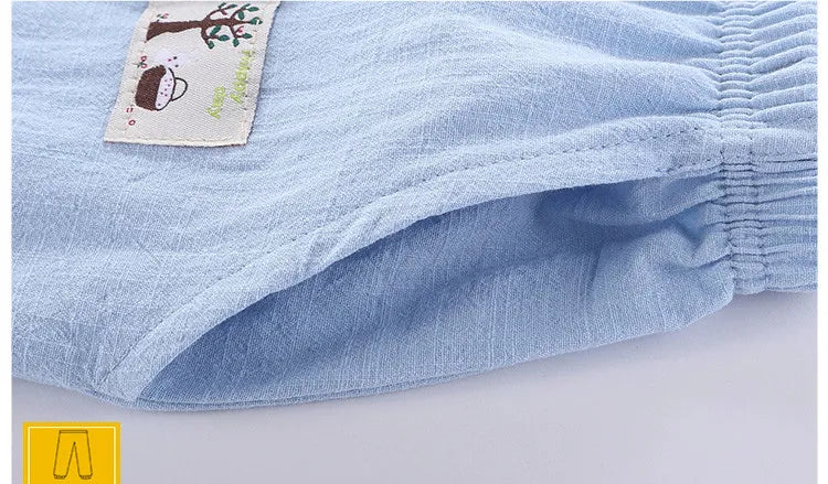 Children Trousers For Boys Girls Cotton Linen Elastic Waist Solid Color Summer Mosquito Pants Kids Clothing Long Pants 100-160cm