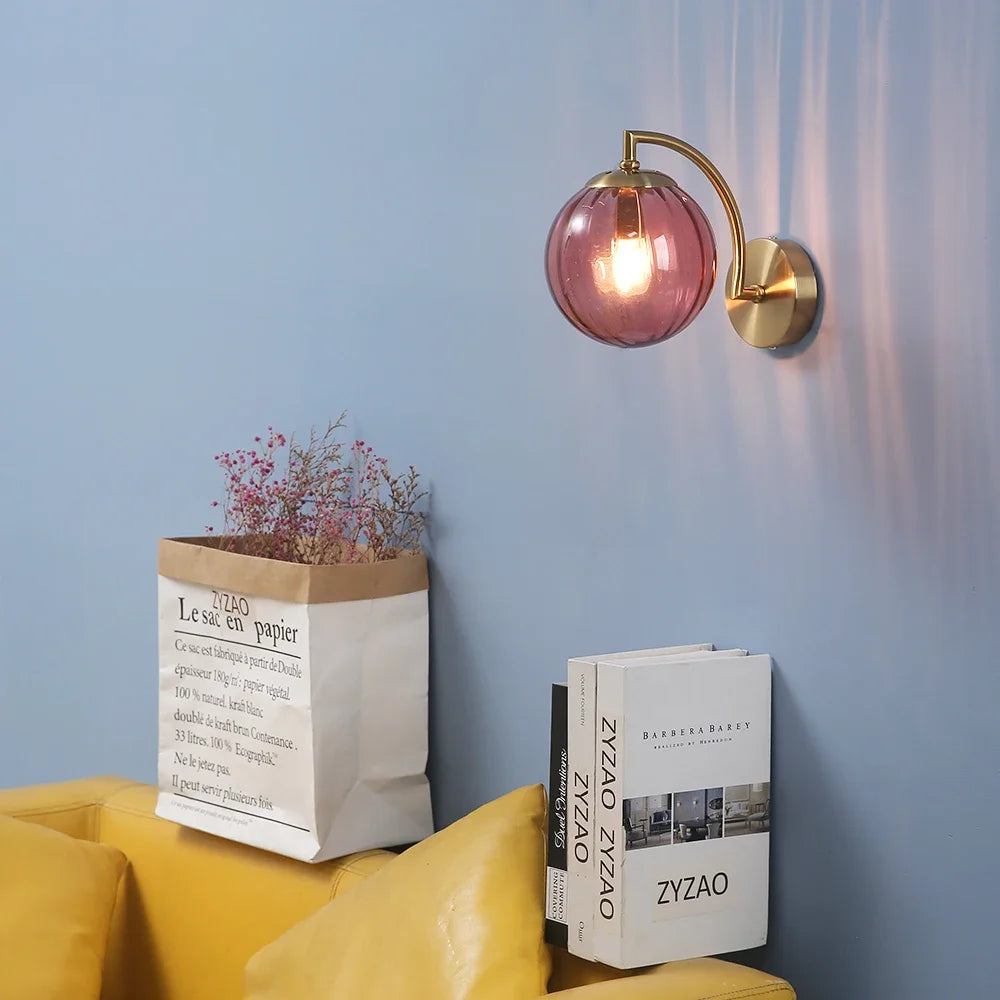 Modern Led Wall Lamp color Glass wall Light Nordic Minimalist Living Bedroom Bedside Sconce Dining Kitchen Indoor Light Fixture