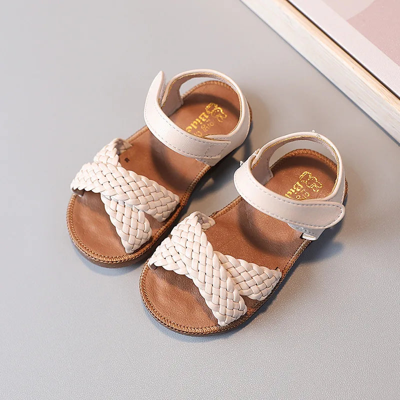 Baby Gladiator Beach Sandals Flat Casual Breathable Weave Roman Shoes Summer Kids Shoes 2026 Beach Children Sandals Girls F02121