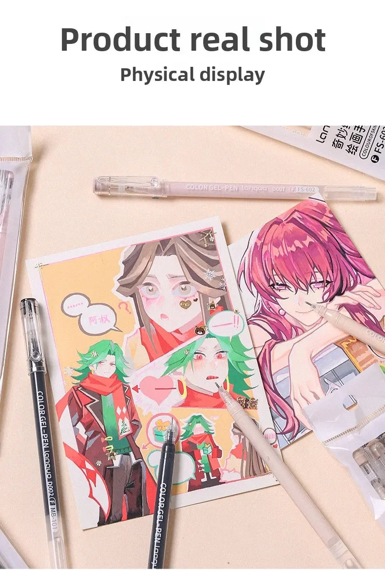 LANGUO Aesthetic Overlayable Skin Tone Gel Pens High-Capacity Art Journaling Replacement School Supplies Stationery