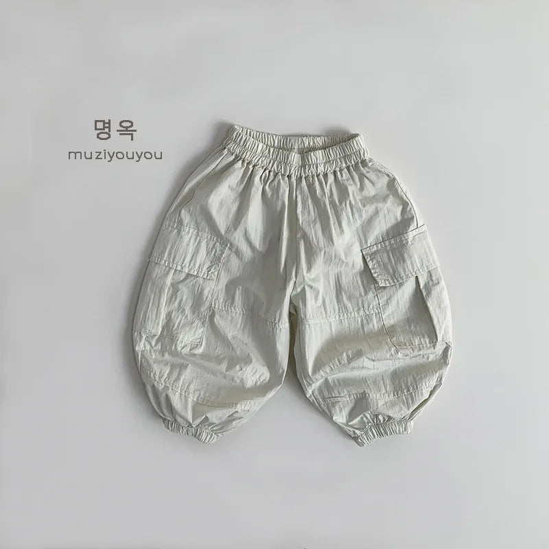 2025 Summer New Children Thin Mosquito Proof Pants Solid Girls Breathable Casual Pants Cotton Kids Boys Loose Cargo Pants