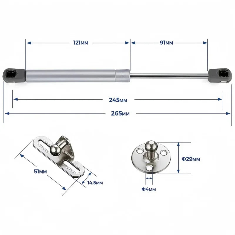 2PCS Copper Force Gas Spring Cabinet Hinge 3-20kg Gas Struts Door Lift Support Rod Hydraulic Kitchen Cupboard Door Shocks Buffer