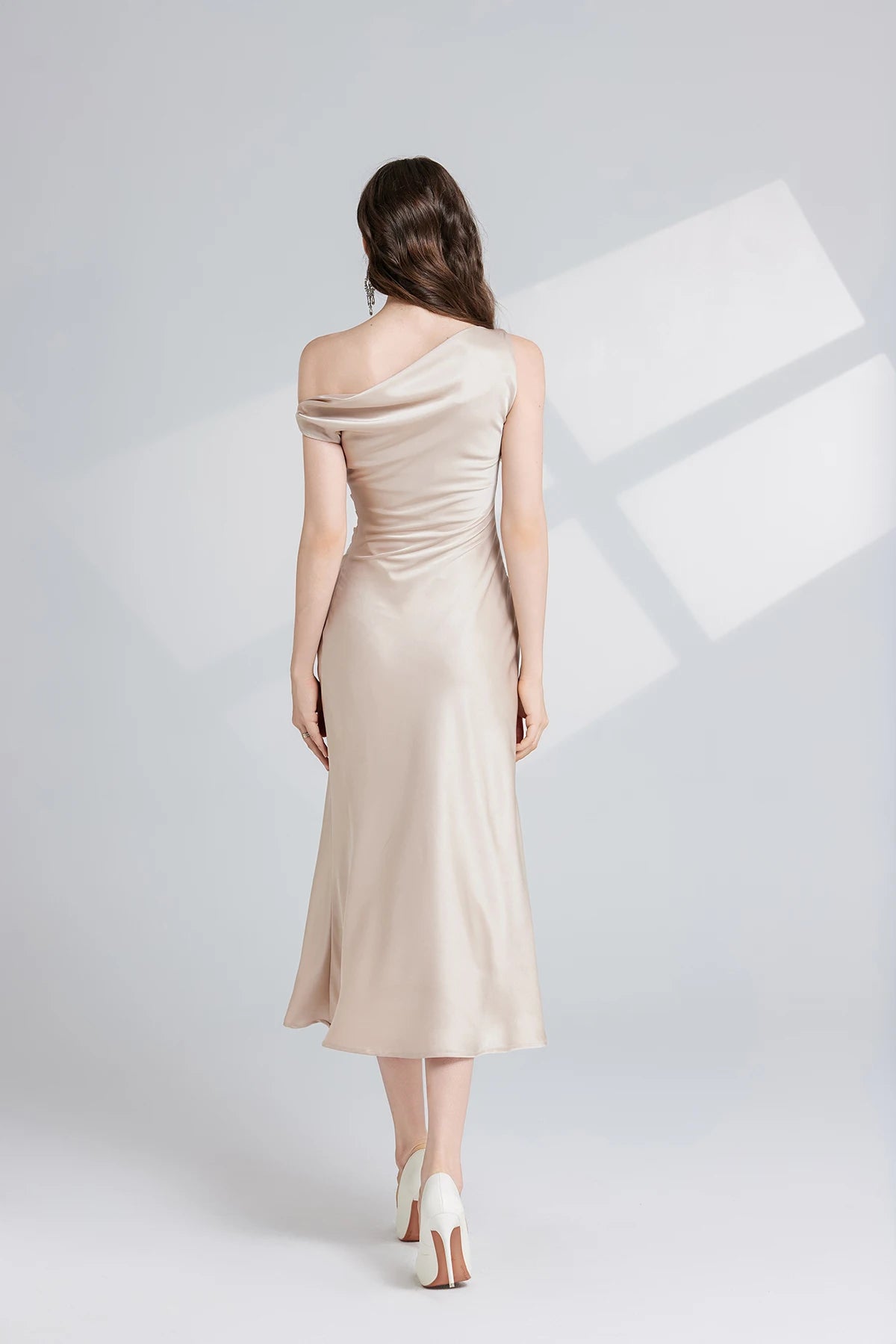 French Summer Autumn Fashion Acetate Satin Evening Dress Women Sexy Slash Neck Pencil Mermaid Long Prom Dresses Lady Gown