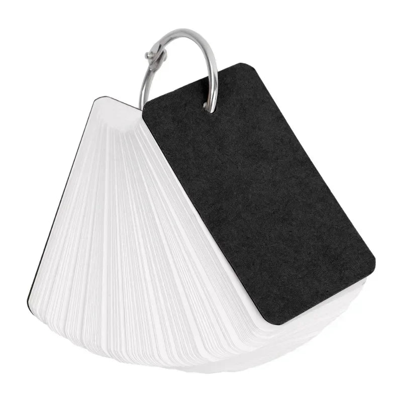 400-100Sheets Flash Cards Portable Index Cards with Ring Study Note Memo Pad Kraft Paper Notecards for Studying School Supplies