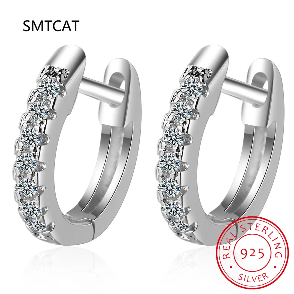 18k Plated Total 2.6CT Full Moissanite Hoop Earring for Women Sparkling Wedding Party Earring 925 Sterling Silver Jewelry Huggie