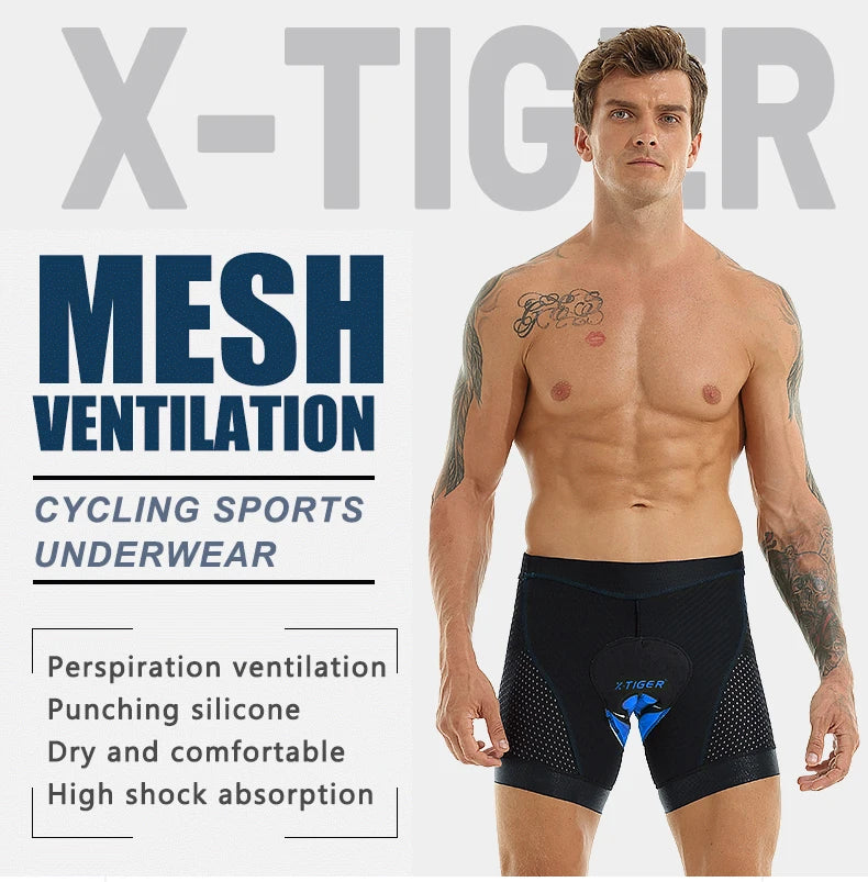 X-TIGER Cycling Underwear 5D Breathable Padded Gel Bike Shorts Men MTB Anti Slip Leg Grips Riding Cycling Shots Ciclismo