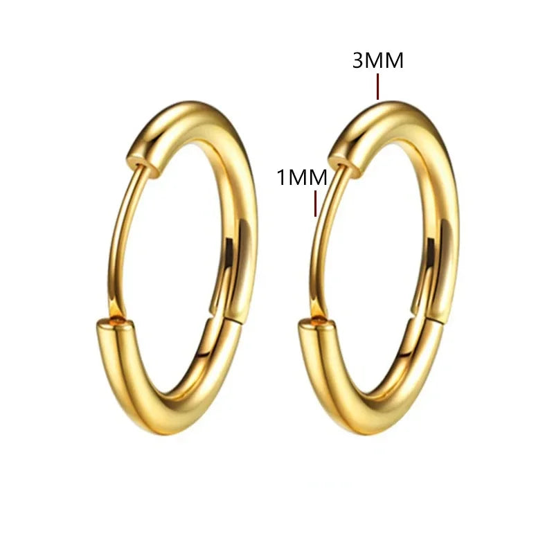 2pc Stainless Steel Small Hoop Earrings Punk Hip Hop Circle Round Huggie Hoop Earrings for Women Men Ear Ring Ear Bone Buckle