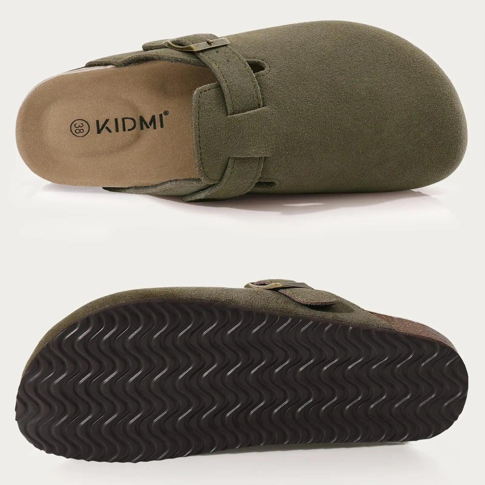 Kidmi Women's Genuine Suede Clogs Soft Footbed Leather Potato Shoes Comfort Slip On Clogs with Arch Support Fashion Home Slipper