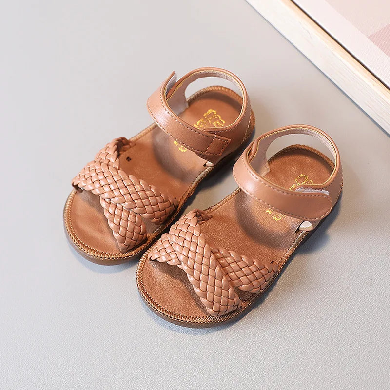 Baby Gladiator Beach Sandals Flat Casual Breathable Weave Roman Shoes Summer Kids Shoes 2026 Beach Children Sandals Girls F02121