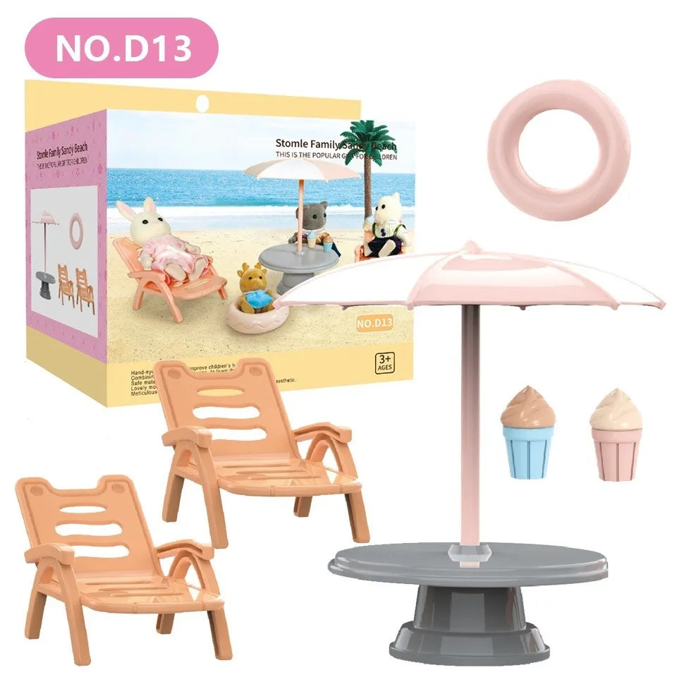 Dollhouse Furniture Set Doll house Bathroom/Kitchen/Fridge/Washing Machine Laundry Kids Doll House Miniature Pretend Play Toys