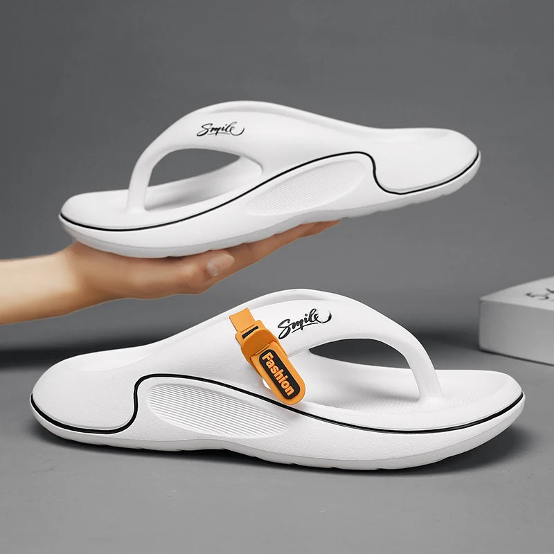 Men's flat slippers summer thick soft sole eva slippers outdoor beach sandals women's 45 non-slip comfortable bathroom slippers