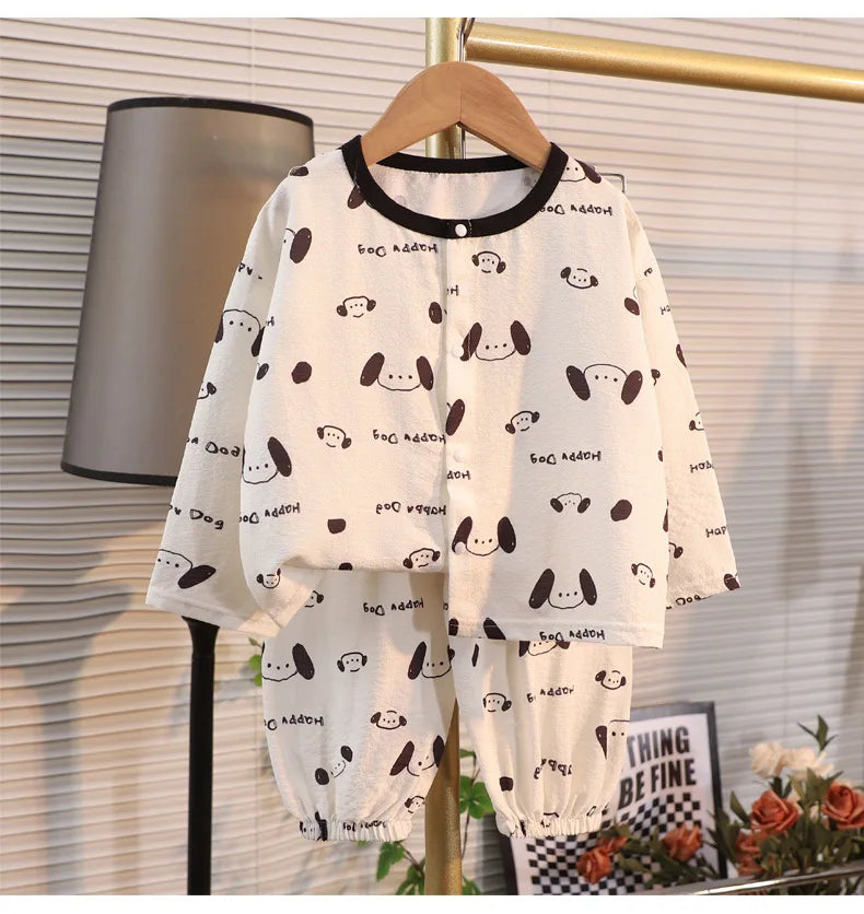Kid Cute Cartoon New Sleepwear 2pcs Toddler Children Homewear Pajamas Thin Spring Summer Boys Girl Air Conditioning Clothing