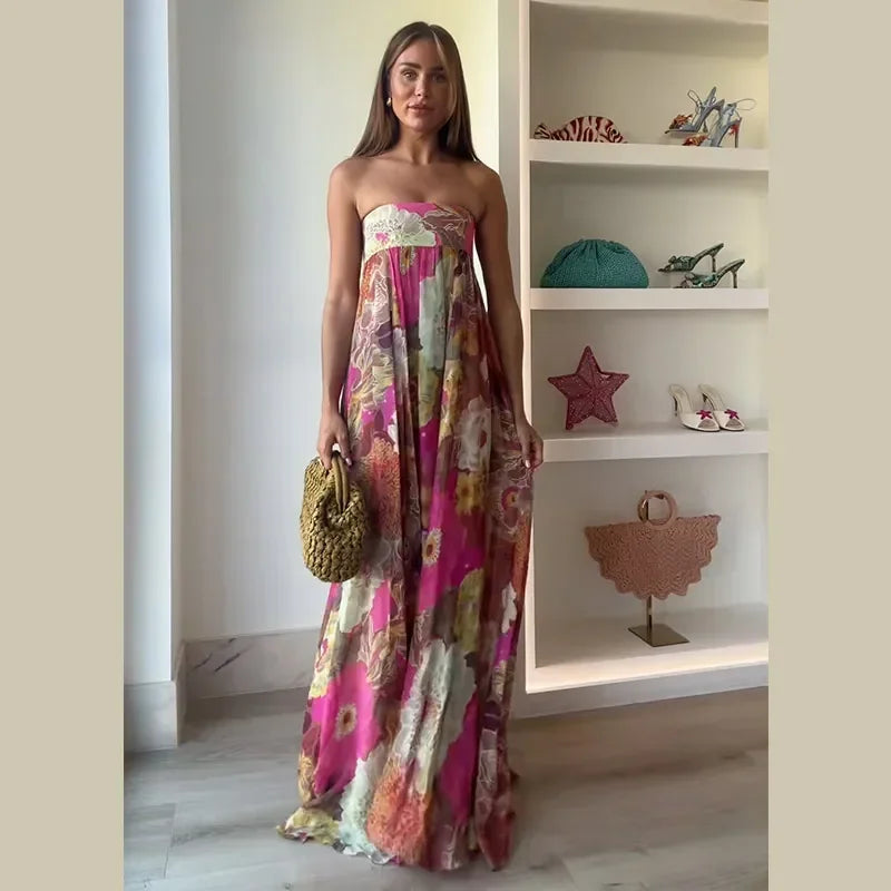 Sexy Flora Painted Ruffle Slim Dress Women Elegant Full Sleeves A-line Short Dresses 2026 Lady Summer Party Holiday Robes