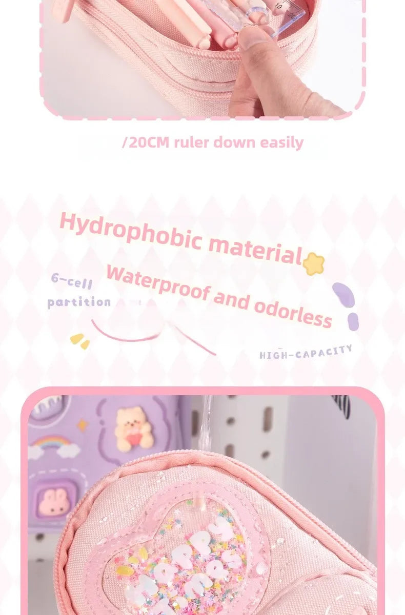 High Appearance Cute Cartoon Shaped Handheld Pencil Case with Large Capacity and Dirt Resistant Stationery Storage Bag