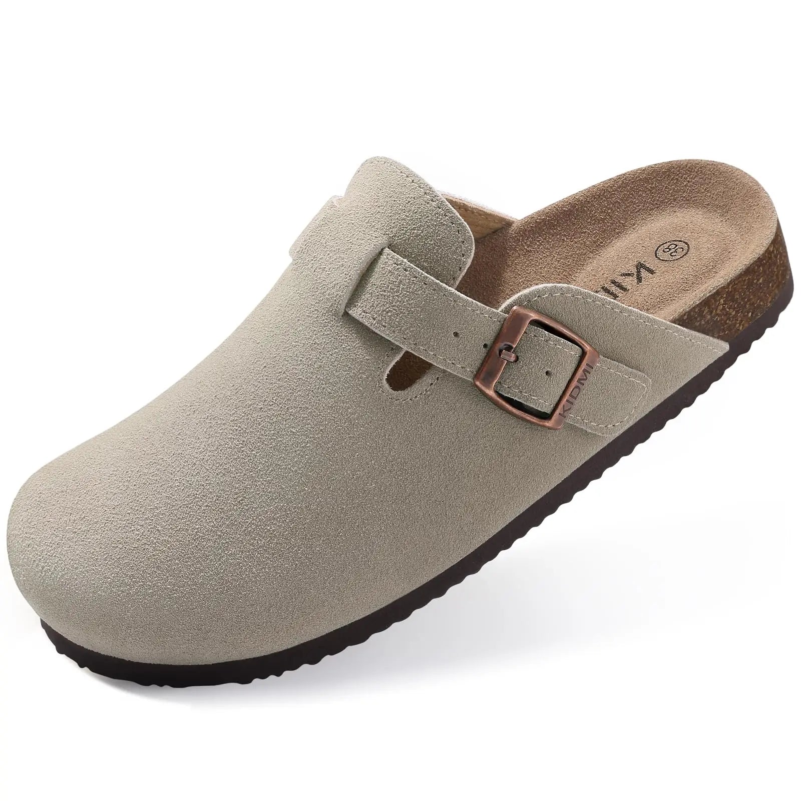 Kidmi Women's Genuine Suede Clogs Soft Footbed Leather Potato Shoes Comfort Slip On Clogs with Arch Support Fashion Home Slipper