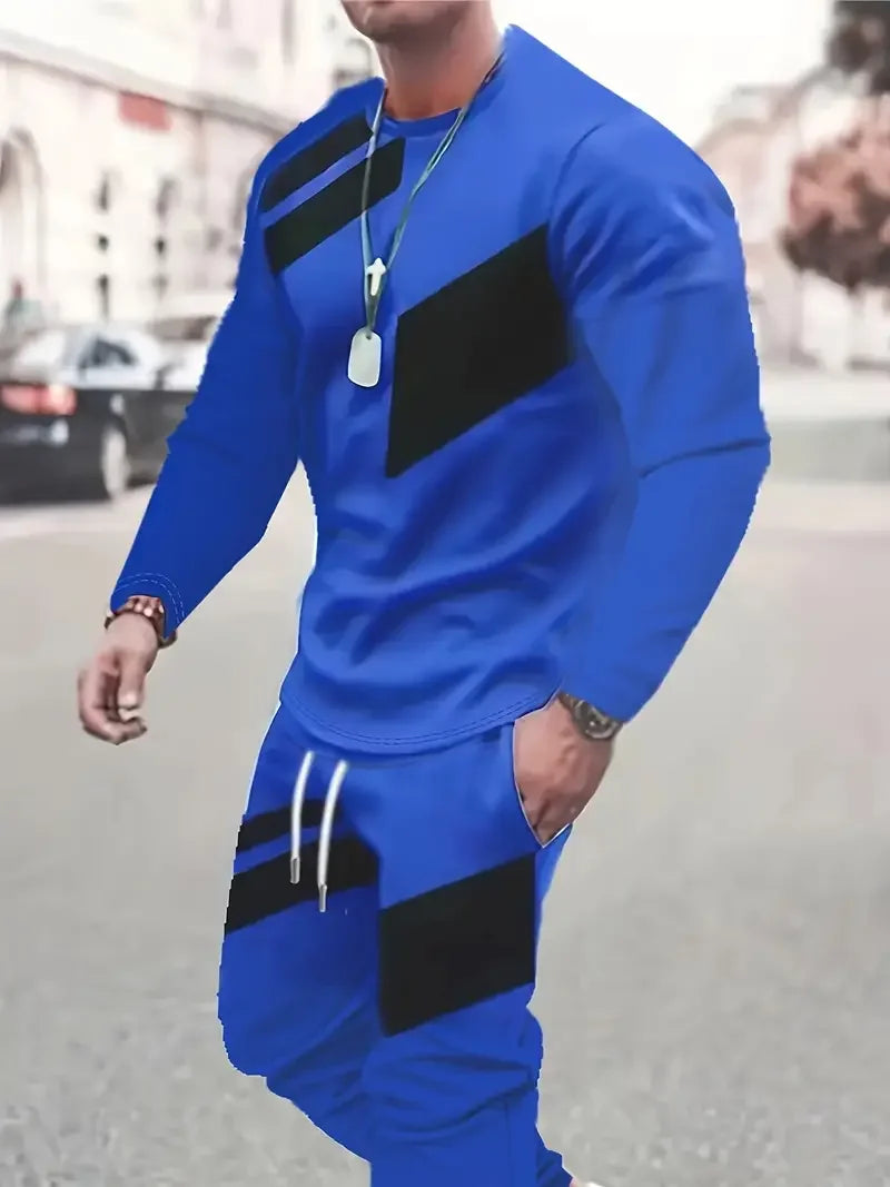 Autumn Men's Long Sleeve T-Shirts Pants Sets 3D Print Fashion Men Sportswear Man Clothes Street Tracksuit Jogger 2 Piece Outfits