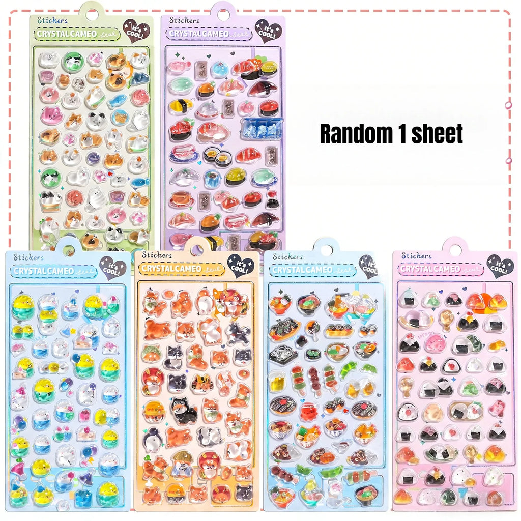 Kawaii Japanese Animal Sushi 3D Relief Drop Sticker for Scrapbooking Cute DIY Phone Case Decor Sticker School Stationery Supply