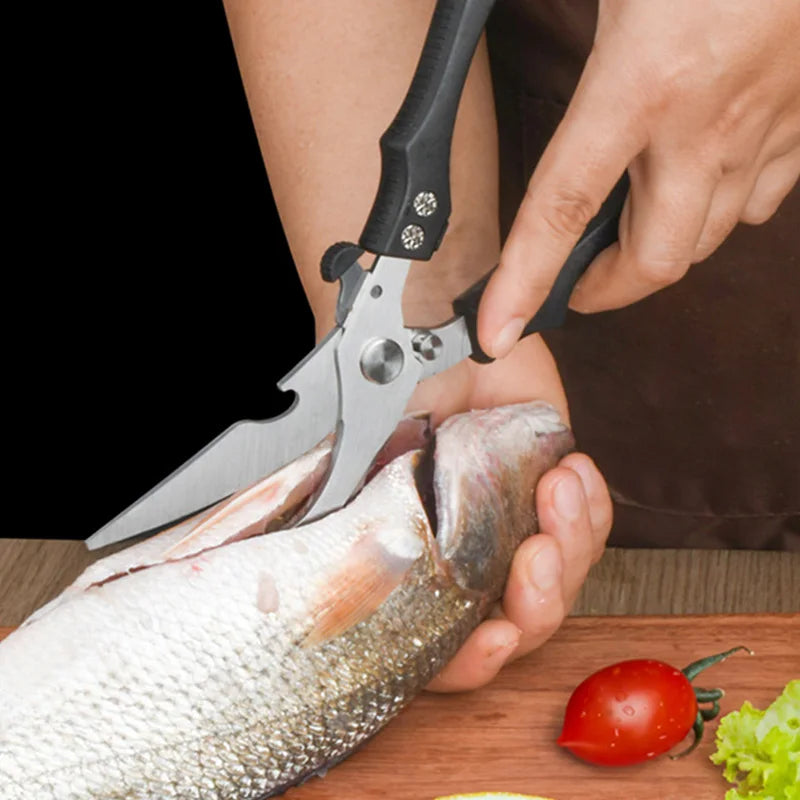 Utility Kitchen Scissors Plastic Handle Stainless Steel Blade Ultra Sharp Strong Scissors Slicing Fish Chicken Meat Scissorses