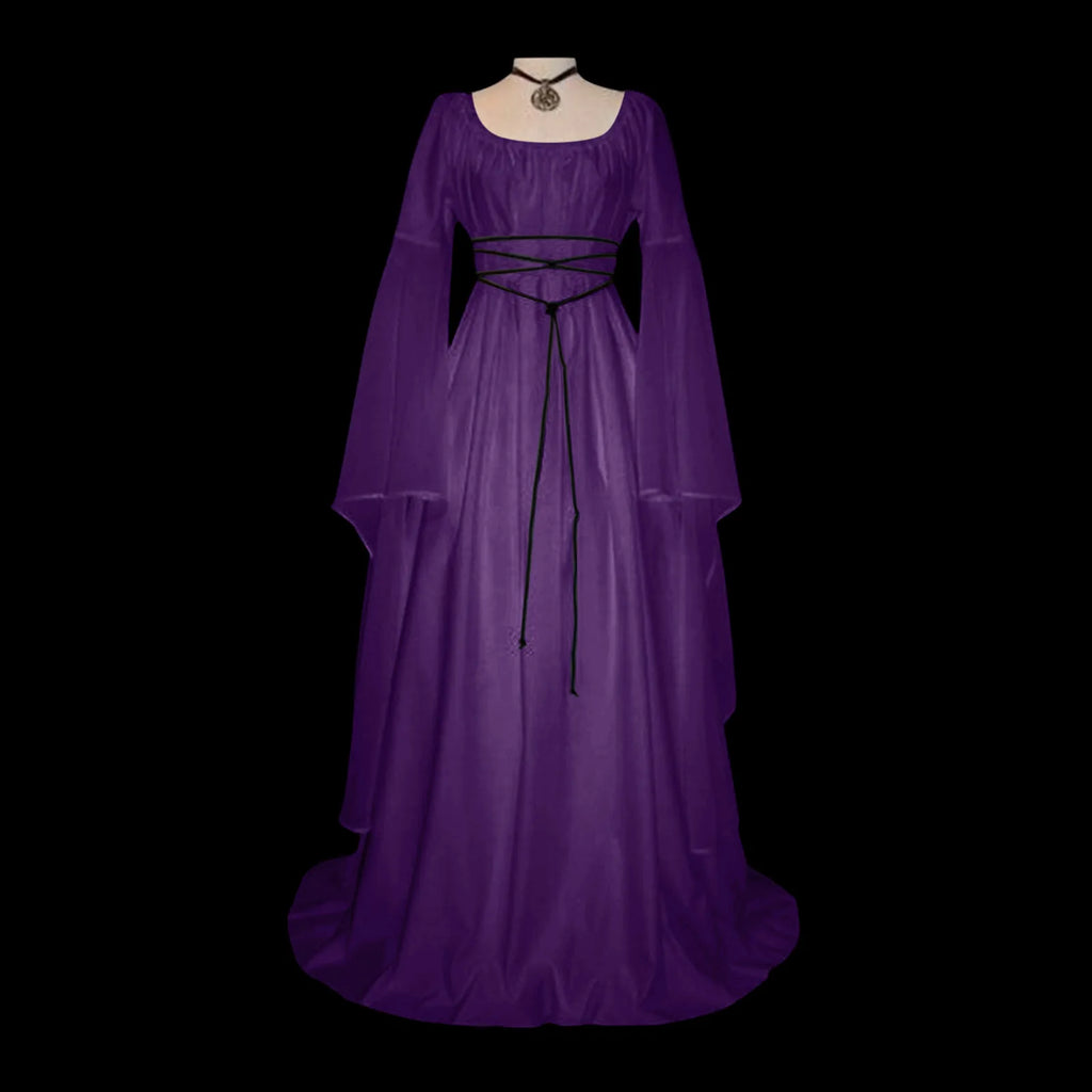Dresses For Women 2024 Elegant Plus Size Medieval Retro Gothic Gown Dress Long Sleeve Lace Up Cosplay Evening Party Dress