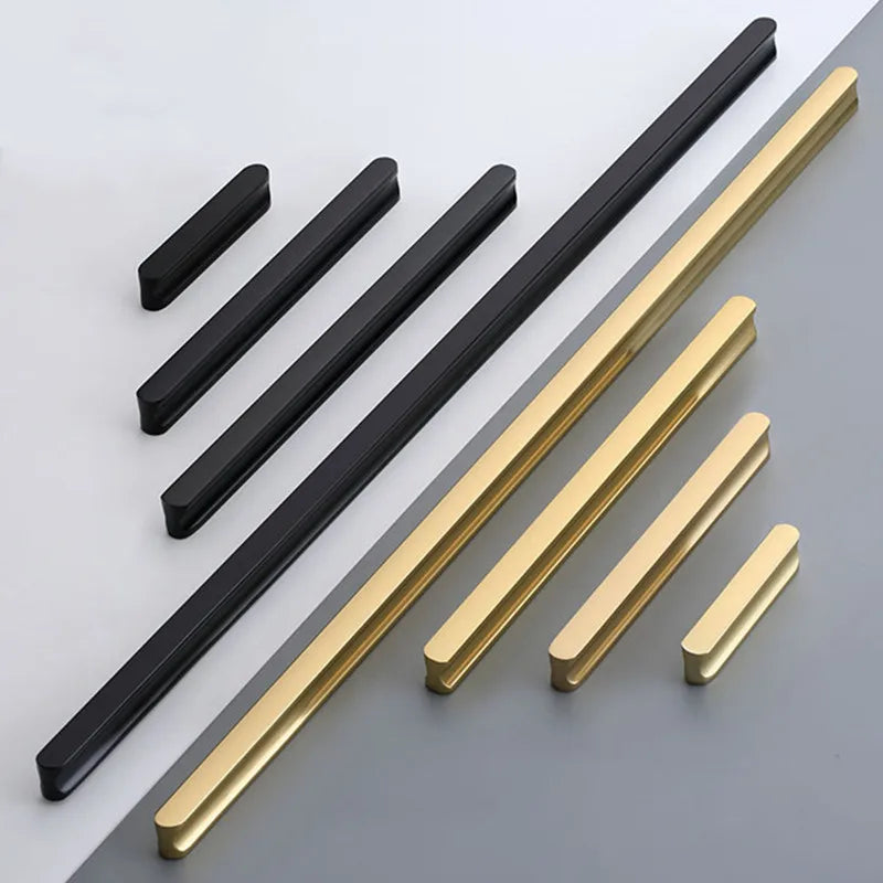 VARMSTUGA American Simple Black Aluminum Alloy Kitchen Cabinet Door Knobs and Handles Drawer Pulls Furniture Handle Hardware