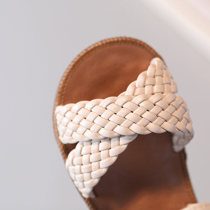 Baby Gladiator Beach Sandals Flat Casual Breathable Weave Roman Shoes Summer Kids Shoes 2026 Beach Children Sandals Girls F02121