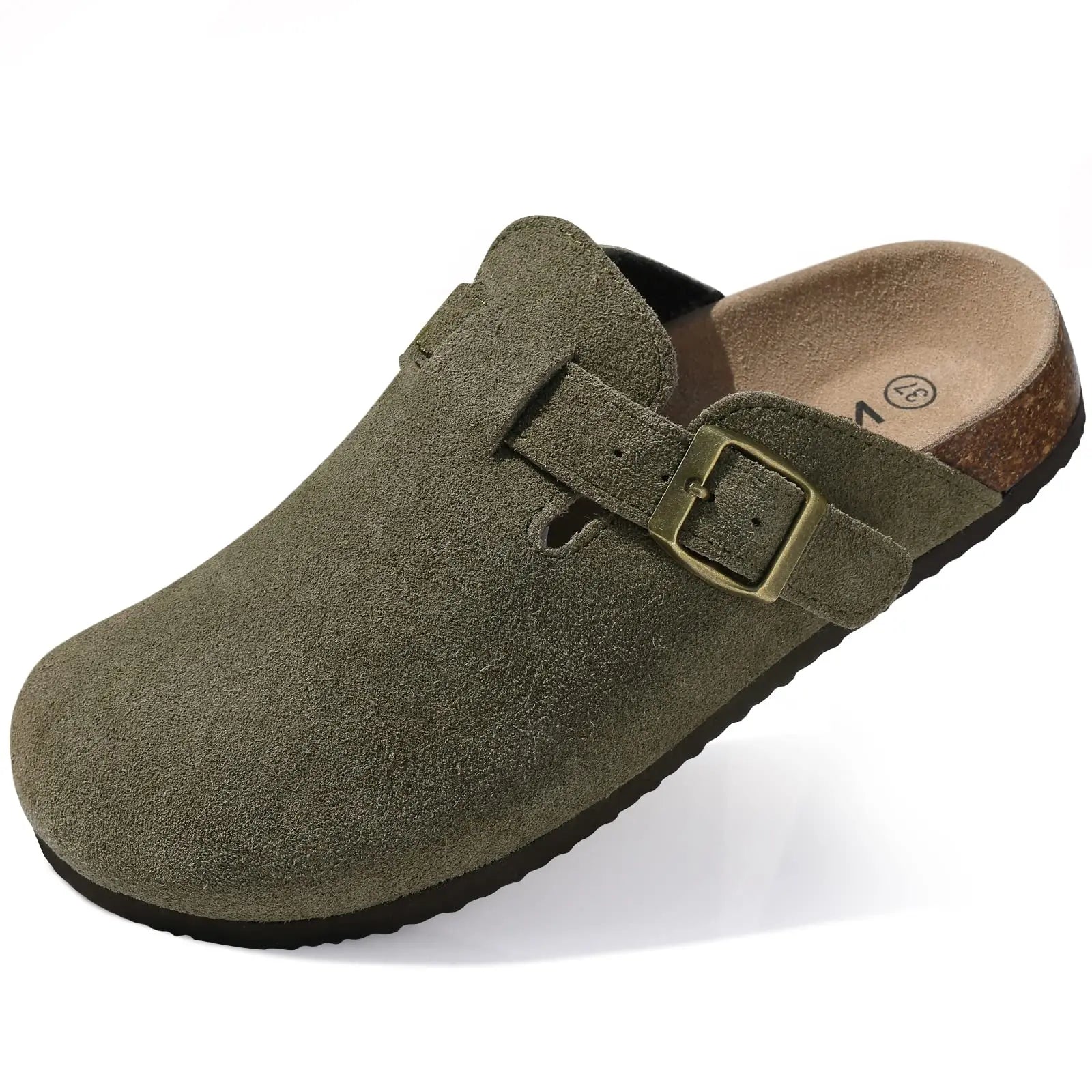 Kidmi Women's Genuine Suede Clogs Soft Footbed Leather Potato Shoes Comfort Slip On Clogs with Arch Support Fashion Home Slipper