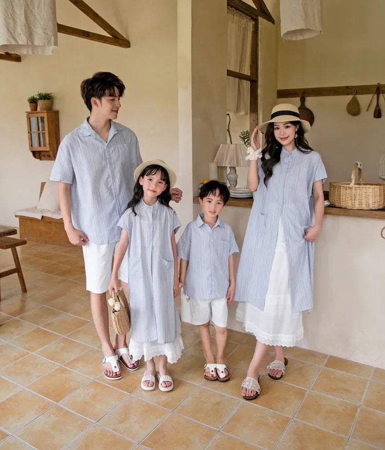 Holiday Look Summer Family Matching Clothing for Couples Mother Father and Son Daughter Clothes Fashion Mom and Children Outfits