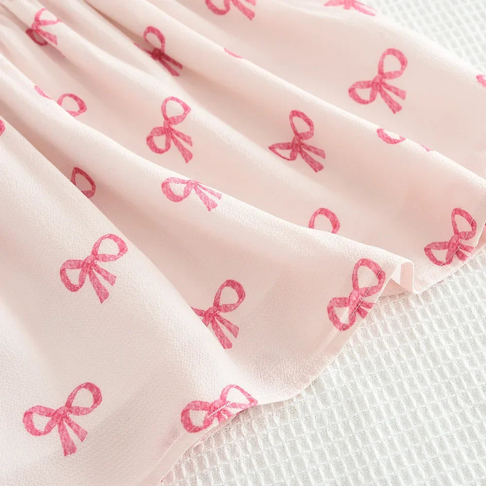 Flower Girl Dresses Summer Casual Children's Clothing for 3-7 Years Old Wearing Short Sleeved Square Neck Cute kids Clothes
