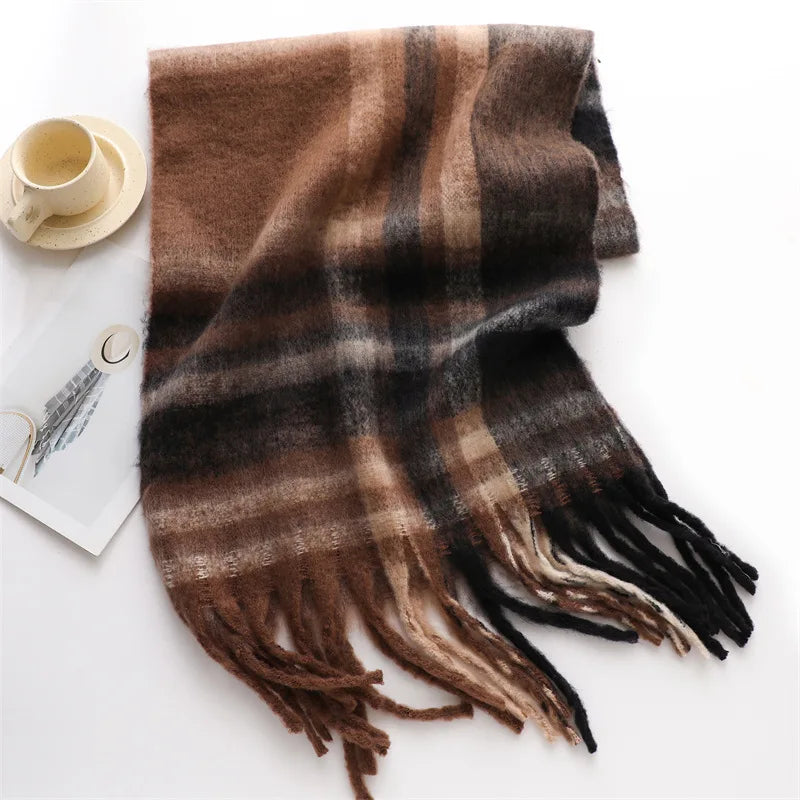 Korean Winter Imitation Cashmere Scarf Student Neck Thick Warm Shawl Men Women Popular Tassel Scarves Bufanda Blanket Thickening
