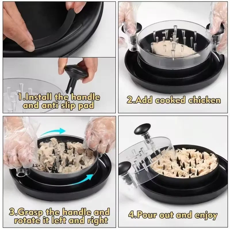 Large Chicken Breast Shredder Tool Visible Lid Meat Grinder For Chopping Chicken Beef  Cabbage Vegetables Rotating Kitchen Tool